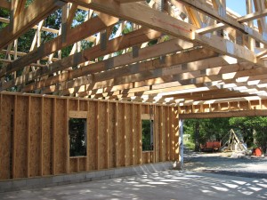 Partridge Bay Garage During Construction Interior Framing
