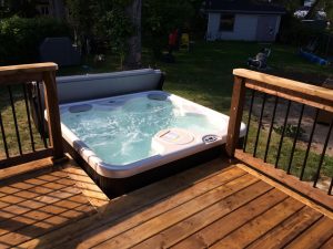 Elm Ave Deck - After Construction View from Deck Looking at Hot Tub